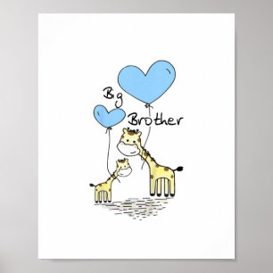 Poster Crianças Grande Irmão Girafas Cute Dão Idea Toddle