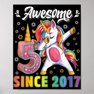 Poster Crianças incríveis dabbing unicorn aniversário de