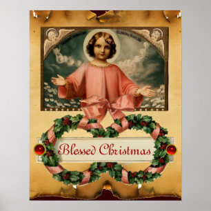 POSTER CRIANÇAS JESUS COM ANGELES E CRISTMAS