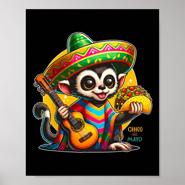 Poster Crianças Macacos Mexicanos Com Sombrero E Poncho C (Frente)