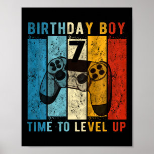 Poster Crianças Menino de 7 Anos de Idade Aniversário 7 H