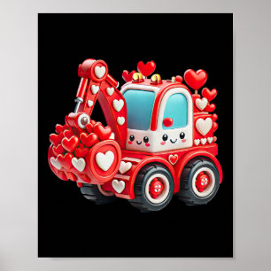 Poster Crianças Meninos Kawaii Dia dos Namorados Caminhão