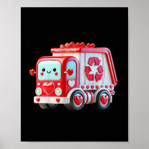 Poster Crianças Meninos Kawaii Dia dos Namorados Vermelho