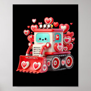 Poster Crianças Meninos Kawaii Namorados Red Bulldozer -