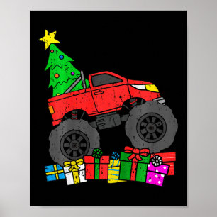 Poster Crianças Monstro Truck Árvore de Natal Toddler