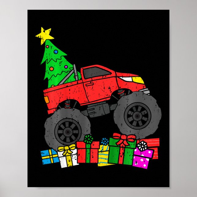 Poster Crianças Monstro Truck Árvore de Natal Toddler (Frente)