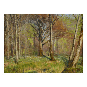 Póster Crianças na floresta de primavera H.A. Brendekilde