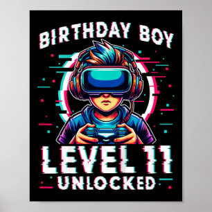 Poster Crianças Nível 11 Desbloqueadas Jogador de Anivers