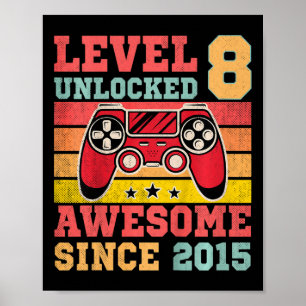 Poster Crianças Nível 8 Vintage Vintage Game 8º Nasciment
