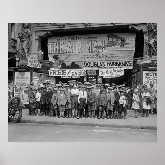 Póster Crianças no Cinema, 1925. Foto Antiga (Frente)