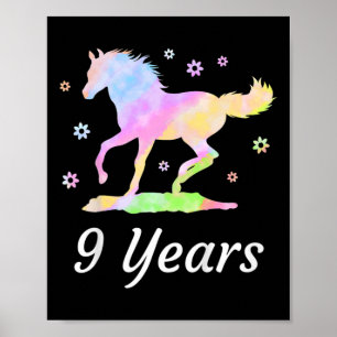 Poster Crianças Nove Anos 9º Aniversário Cavalo Rider Rai