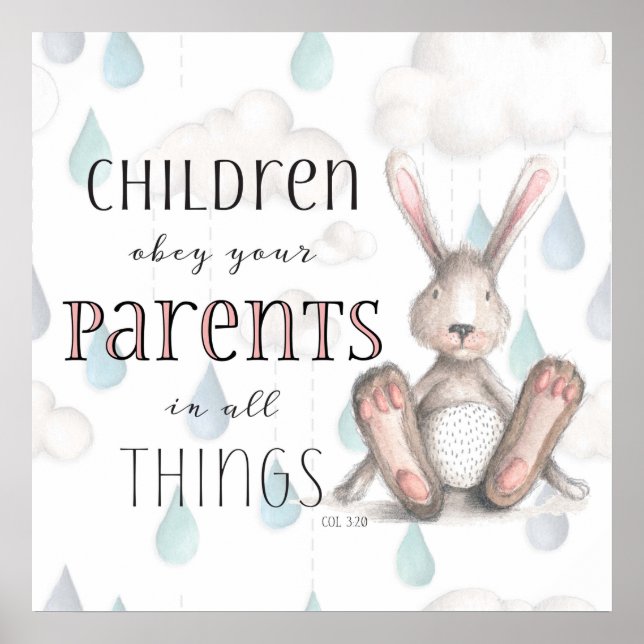 Póster Crianças Obedecem Seus Pais - Col. 3:20 (Frente)