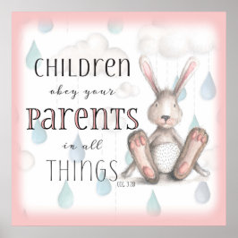Poster Crianças Obedecem Seus Pais - Col. 3:20 rosa