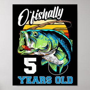 Poster Crianças Oficialmente 5 Anos Pescador Aniversário