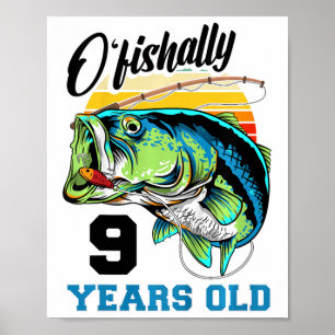 Poster Crianças O'fisally 9 anos 9º aniversário Pesca B
