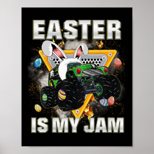 Poster Crianças Páscoa É Meu Caminhão Monstro Jam Bunny M