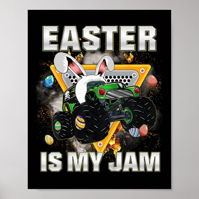 Poster Crianças Páscoa É Meu Caminhão Monstro Jam Bunny M (Frente)