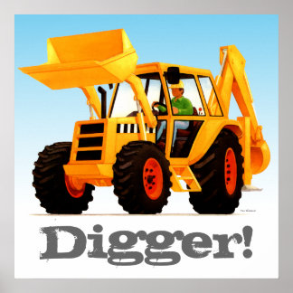 Póster Crianças Personalizadas - Digger Amarelo