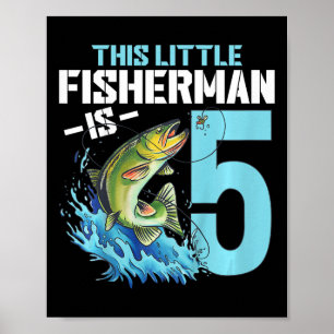 Poster Crianças pescando camisa de aniversário de 5 anos