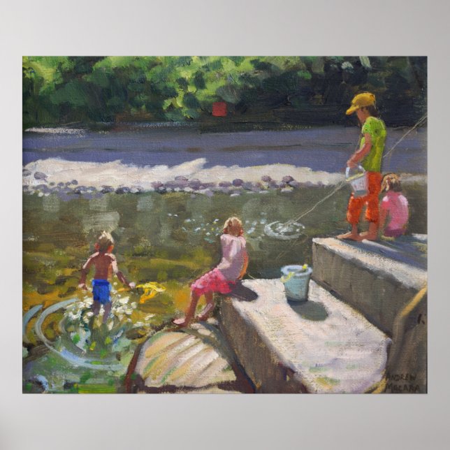 Póster Crianças pescando Looe Cornwall 2014 (Frente)