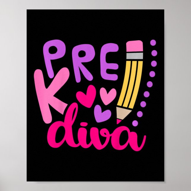 Poster Crianças Pré-K Diva De Volta À Escola (Frente)