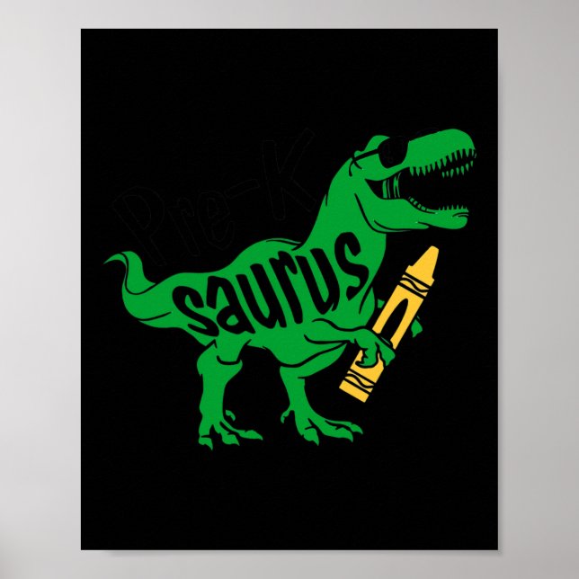 Poster Crianças Primeiro Dia de Meninas Pré K Saurus Trex (Frente)
