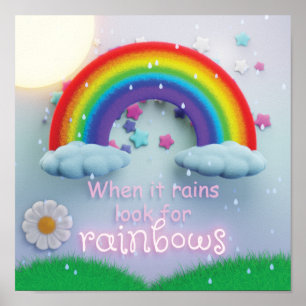Poster Crianças quando chove procuram por arco-íris acríl