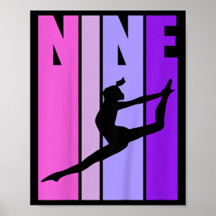 Poster Crianças Retro Meninas Ginástica 9 9 9 9 9 Anivers