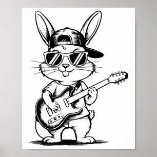 Poster Crianças salto De Anca Sungl Bunny Segurando Violã