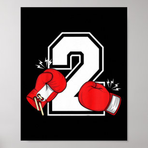Poster Crianças segundo aniversário Boxando Boy de 2 anos