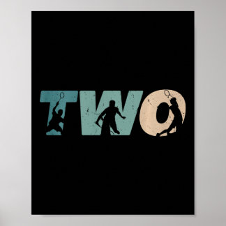 Poster Crianças segundo aniversário Retro Dminton 2 Anos