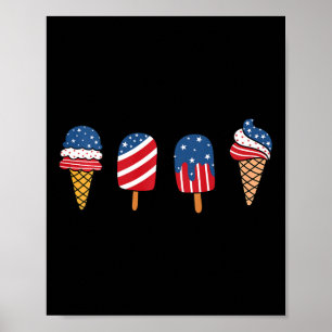 Poster Crianças Sorvete 4 De Julho Legal Dessert Patrióti