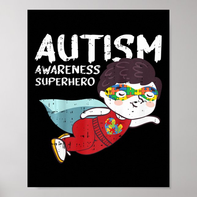 Poster Crianças Super-Heróis Autismo Crianças Dão Present (Frente)