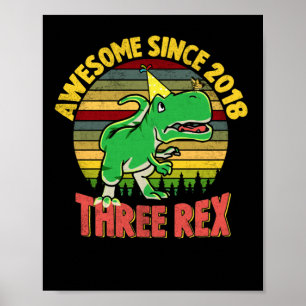 Poster Crianças Três aniversário de 3 anos Rex Terceir