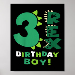 Poster Crianças Três Rex Birthday aniversário de 3 anos D