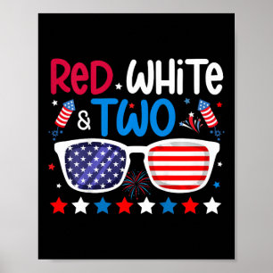 Poster Crianças Vermelho Branco E Dois Aniversário De 2 A