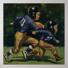 Póster Crianças Vintage, Rapazes Jogando Futebol, Esporte