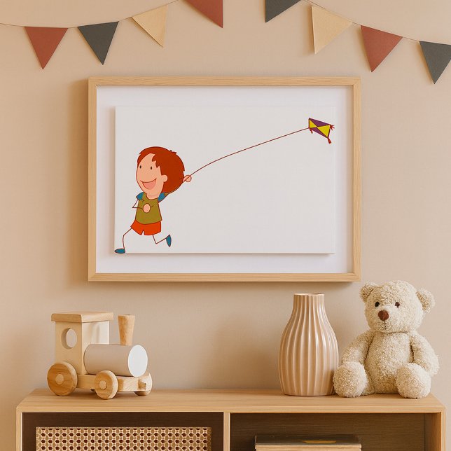 Poster Crianças Voando Pipa Infância Feliz (Criador carregado)
