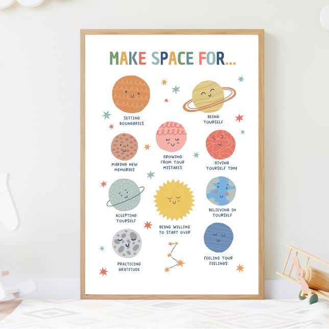 Poster Criar Espaço Para A Aprendizagem Social Emocional (Make Space For Growth Mindset visual aide for the classroom. Part of social emotional learning.)