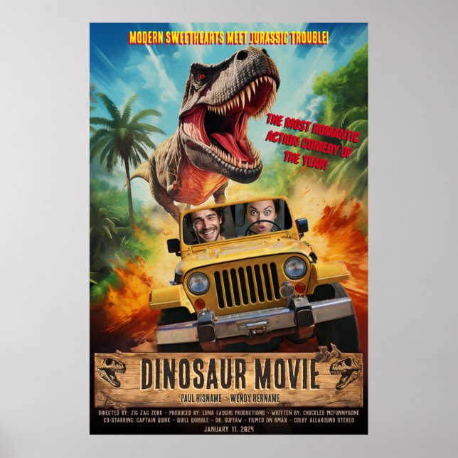 Poster Criar Filme Personalizado do Dinossaur Adventure (Frente)
