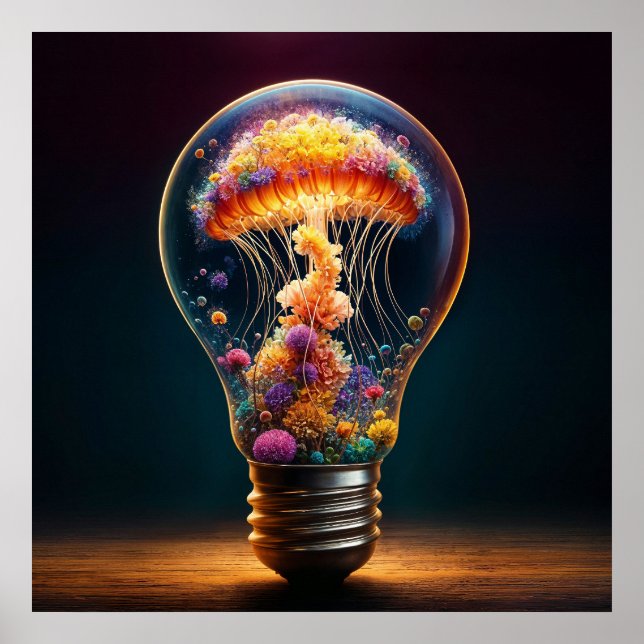 Poster Criatividade luminosa de vidro fantasista aquática (Frente)