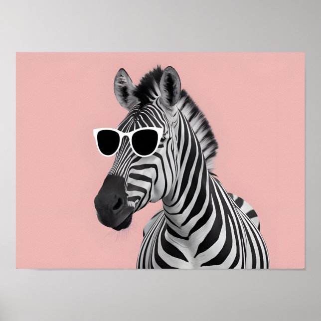 Poster Criativo de conceito animal: zebra com óculos escu (Frente)
