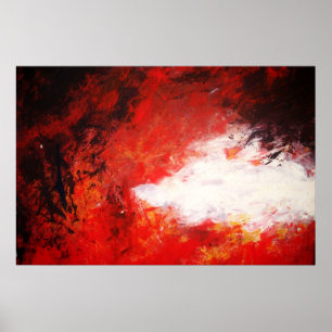 Póster Criativo Vermelho Abstrato de Pintura Moderna Impr