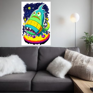 Poster Criatura alienígena engraçada   Arte AI