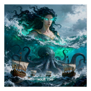 Póster Criatura Antiga do Mar de Fantasia