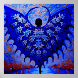 Poster Criatura De Bat Wing Com Espantoso Azul
