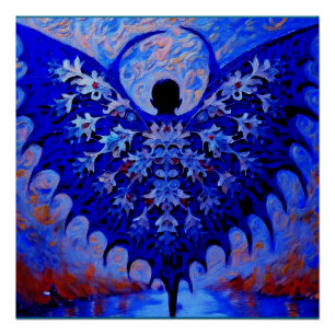 Póster Criatura De Bat Wing Com Espantoso Azul