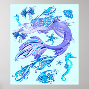 Poster Criatura De Fada Roxa Sereia