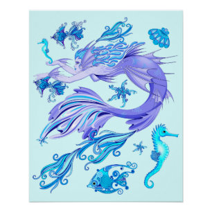 Póster Criatura De Fada Roxa Sereia