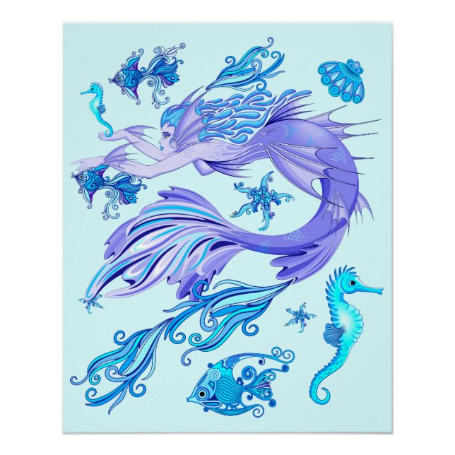 Póster Criatura De Fada Roxa Sereia (Frente)